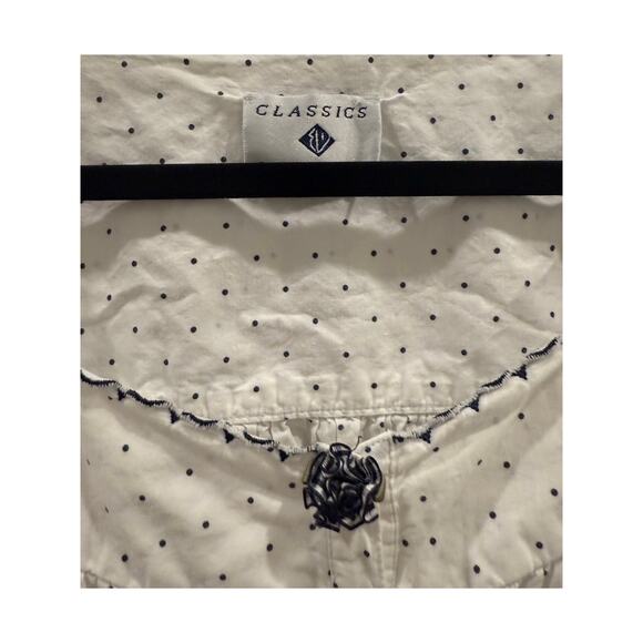 Vtg Classics by Eileen West House Coat Pajamas Long White w/ Polka Dots - Picture 4 of 6